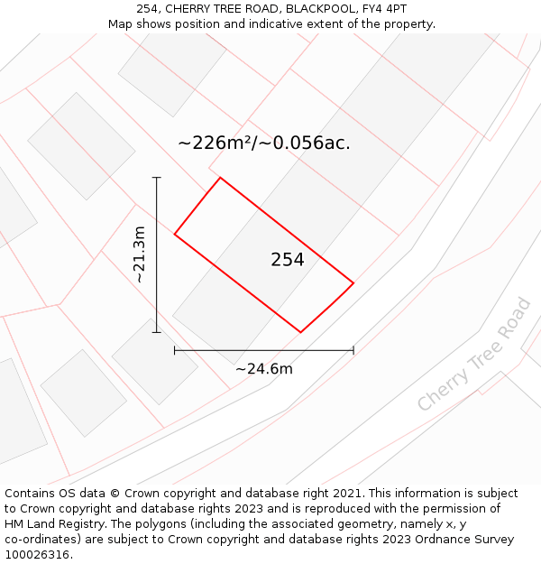 254, CHERRY TREE ROAD, BLACKPOOL, FY4 4PT: Plot and title map