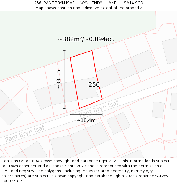 256, PANT BRYN ISAF, LLWYNHENDY, LLANELLI, SA14 9GD: Plot and title map