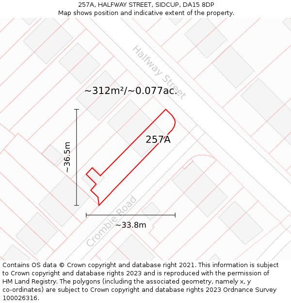 257A, HALFWAY STREET, SIDCUP, DA15 8DP: Plot and title map