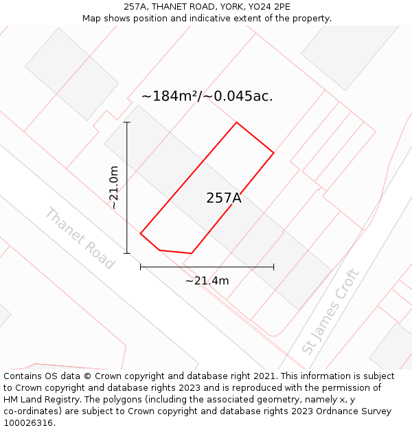 257A, THANET ROAD, YORK, YO24 2PE: Plot and title map