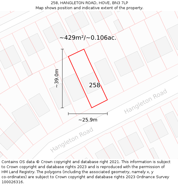 258, HANGLETON ROAD, HOVE, BN3 7LP: Plot and title map