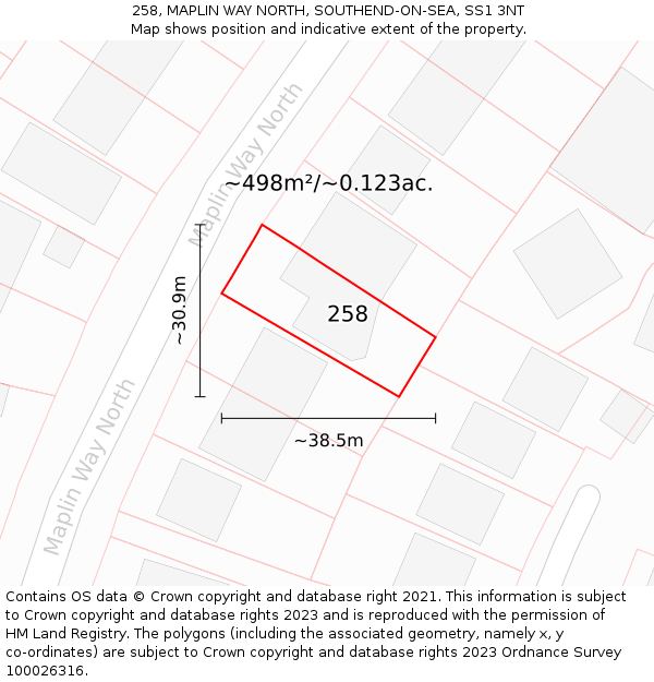 258, MAPLIN WAY NORTH, SOUTHEND-ON-SEA, SS1 3NT: Plot and title map