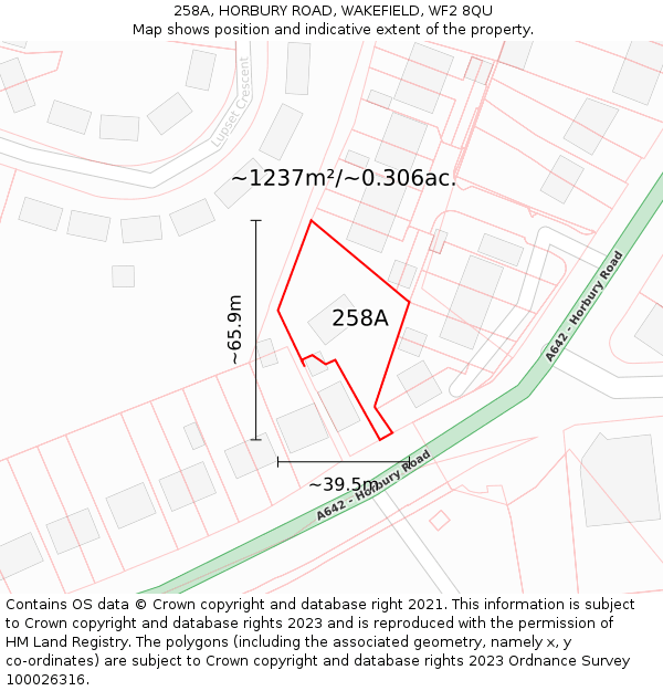 258A, HORBURY ROAD, WAKEFIELD, WF2 8QU: Plot and title map