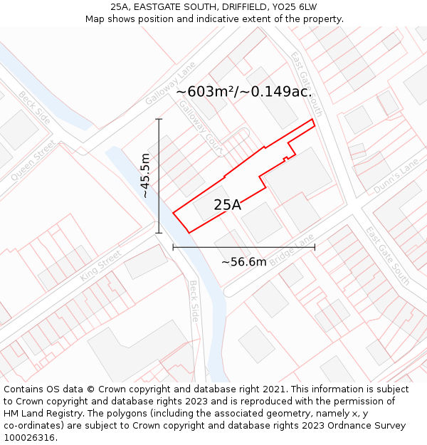 25A, EASTGATE SOUTH, DRIFFIELD, YO25 6LW: Plot and title map