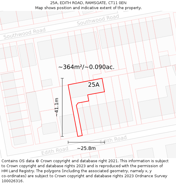 25A, EDITH ROAD, RAMSGATE, CT11 0EN: Plot and title map