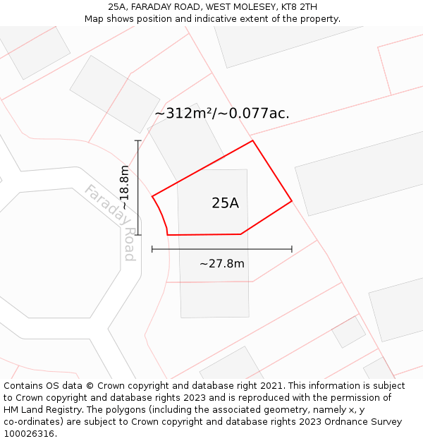 25A, FARADAY ROAD, WEST MOLESEY, KT8 2TH: Plot and title map