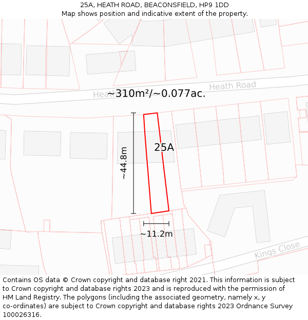 25A, HEATH ROAD, BEACONSFIELD, HP9 1DD: Plot and title map