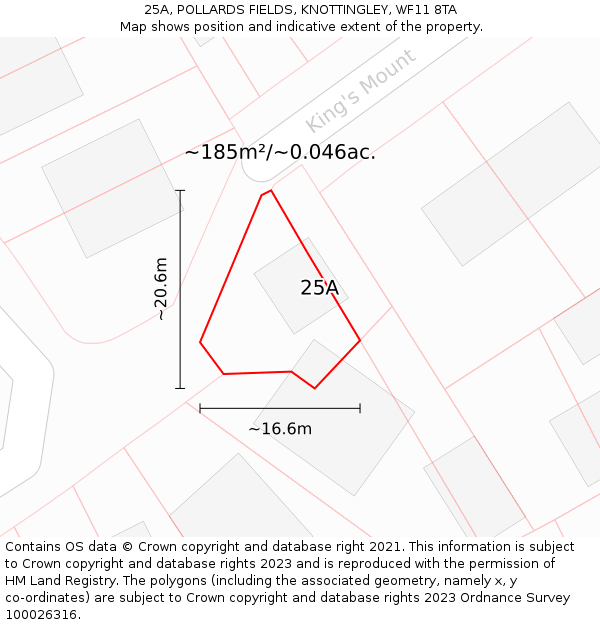 25A, POLLARDS FIELDS, KNOTTINGLEY, WF11 8TA: Plot and title map