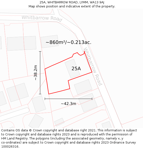 25A, WHITBARROW ROAD, LYMM, WA13 9AJ: Plot and title map