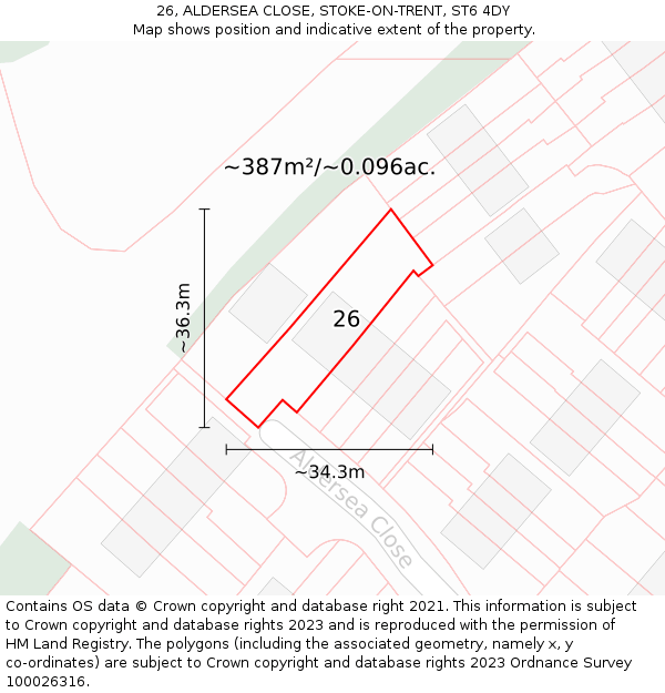 26, ALDERSEA CLOSE, STOKE-ON-TRENT, ST6 4DY: Plot and title map