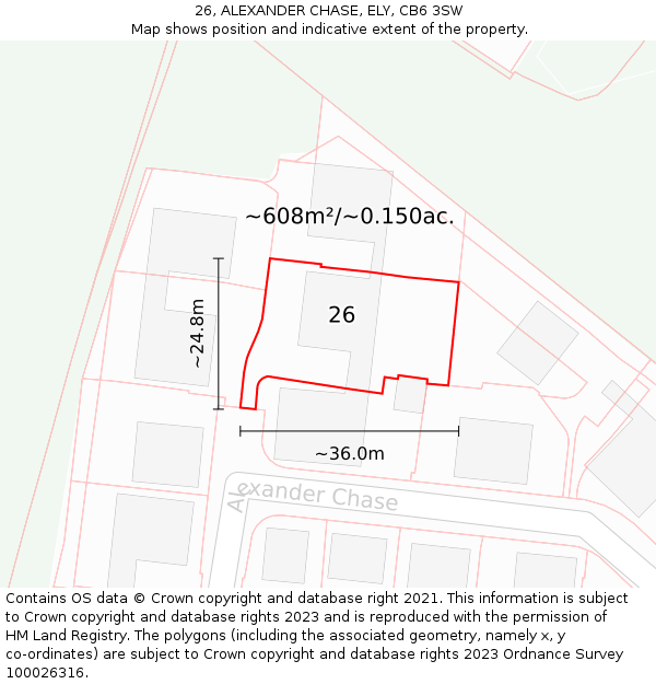 26, ALEXANDER CHASE, ELY, CB6 3SW: Plot and title map