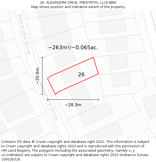 26, ALEXANDRA DRIVE, PRESTATYN, LL19 8BW: Plot and title map