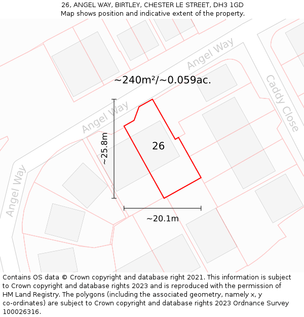 26, ANGEL WAY, BIRTLEY, CHESTER LE STREET, DH3 1GD: Plot and title map