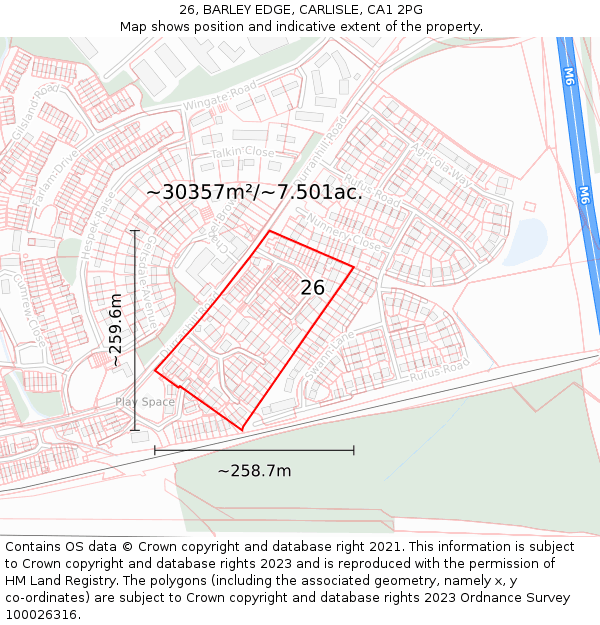 26, BARLEY EDGE, CARLISLE, CA1 2PG: Plot and title map