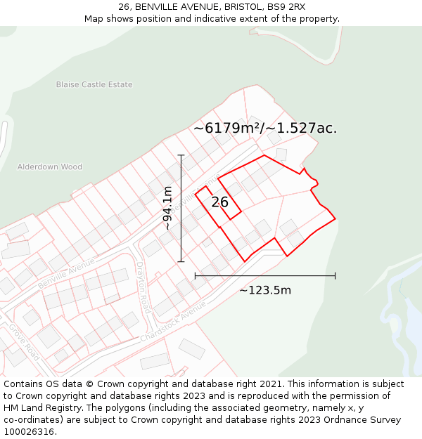 26, BENVILLE AVENUE, BRISTOL, BS9 2RX: Plot and title map