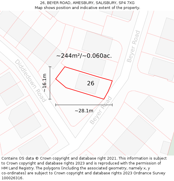 26, BEYER ROAD, AMESBURY, SALISBURY, SP4 7XG: Plot and title map