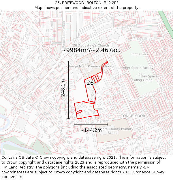 26, BRIERWOOD, BOLTON, BL2 2PF: Plot and title map