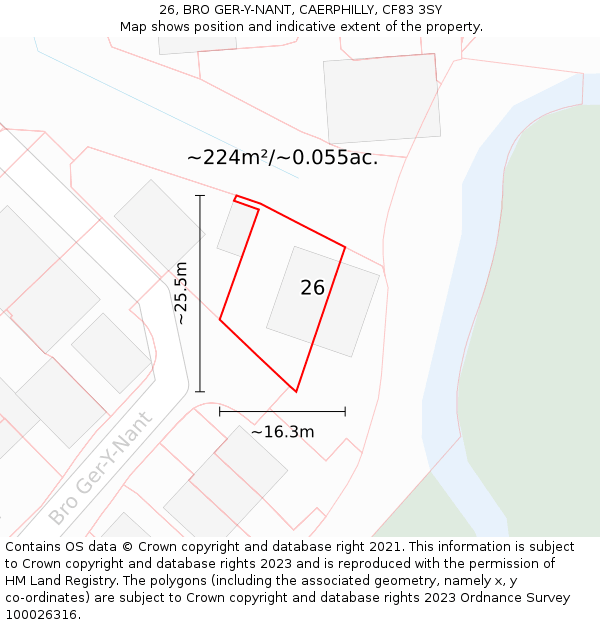 26, BRO GER-Y-NANT, CAERPHILLY, CF83 3SY: Plot and title map