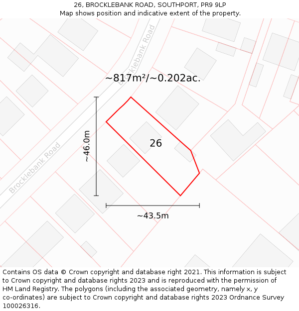 26, BROCKLEBANK ROAD, SOUTHPORT, PR9 9LP: Plot and title map