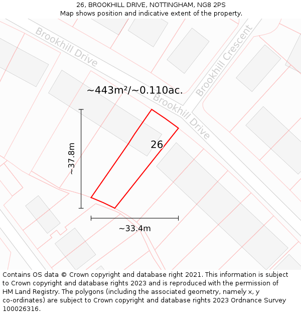 26, BROOKHILL DRIVE, NOTTINGHAM, NG8 2PS: Plot and title map