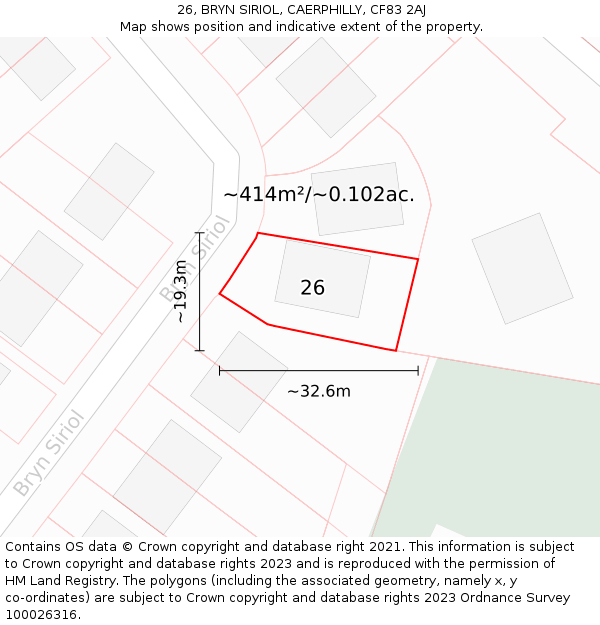 26, BRYN SIRIOL, CAERPHILLY, CF83 2AJ: Plot and title map