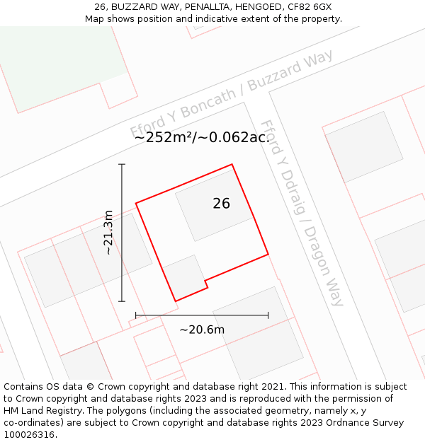 26, BUZZARD WAY, PENALLTA, HENGOED, CF82 6GX: Plot and title map