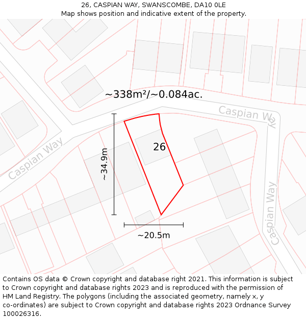 26, CASPIAN WAY, SWANSCOMBE, DA10 0LE: Plot and title map