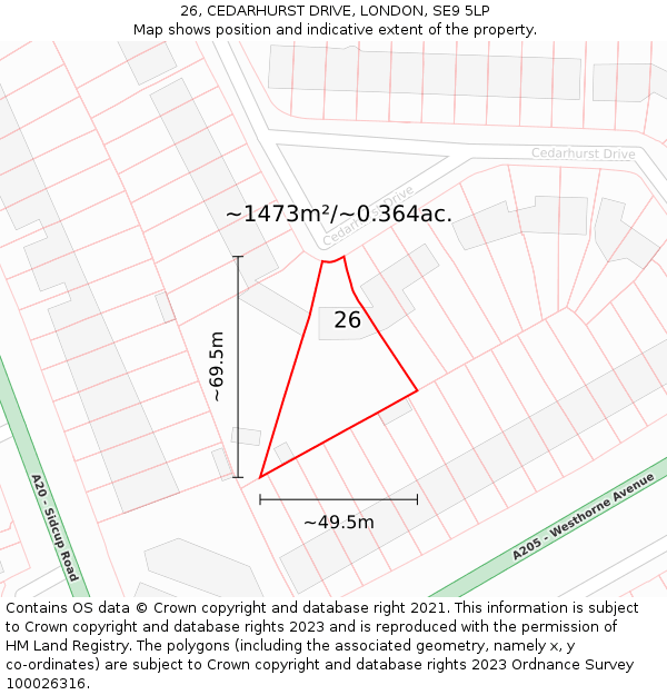 26, CEDARHURST DRIVE, LONDON, SE9 5LP: Plot and title map