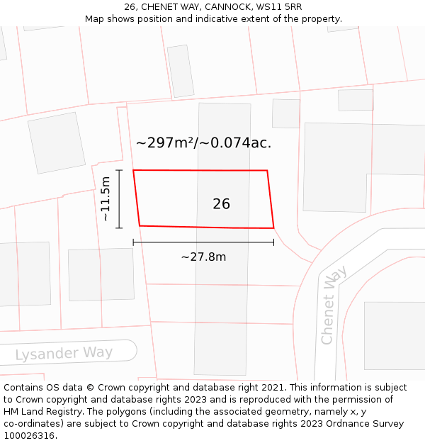 26, CHENET WAY, CANNOCK, WS11 5RR: Plot and title map