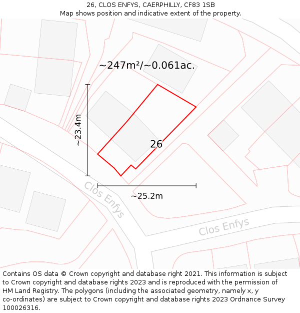 26, CLOS ENFYS, CAERPHILLY, CF83 1SB: Plot and title map