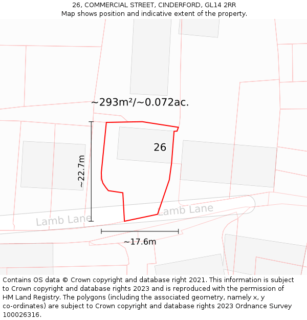 26, COMMERCIAL STREET, CINDERFORD, GL14 2RR: Plot and title map