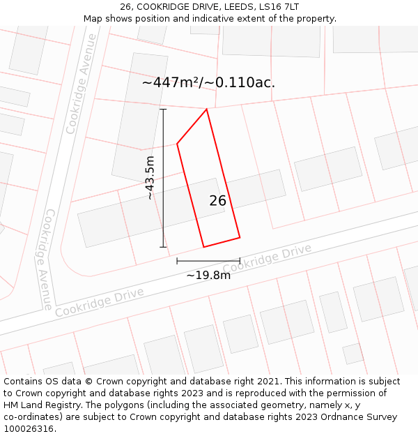 26, COOKRIDGE DRIVE, LEEDS, LS16 7LT: Plot and title map