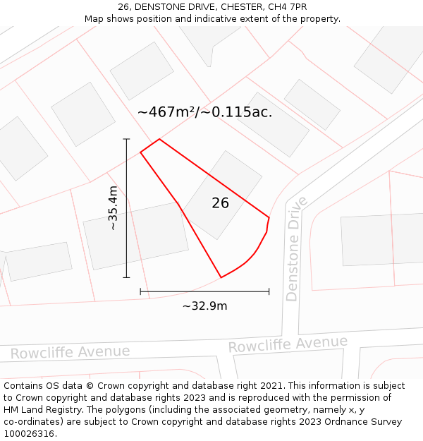 26, DENSTONE DRIVE, CHESTER, CH4 7PR: Plot and title map