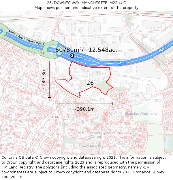 26, DOWNES WAY, MANCHESTER, M22 4UD: Plot and title map