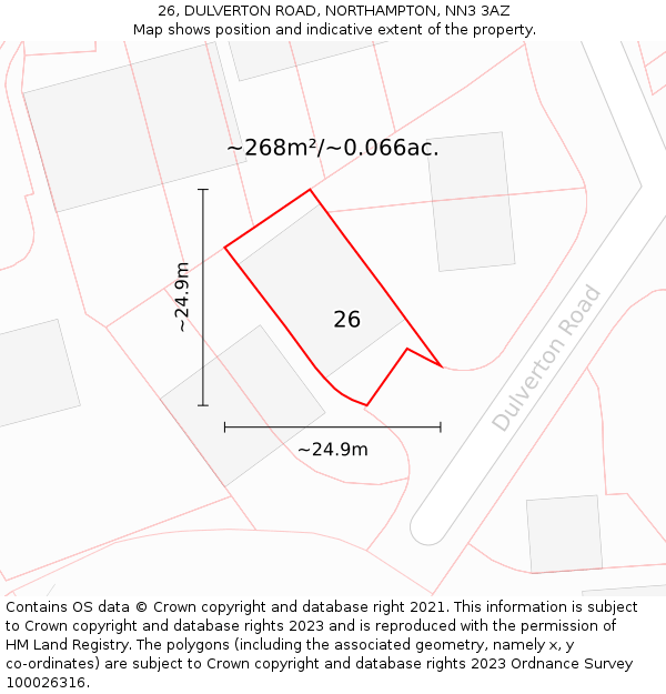 26, DULVERTON ROAD, NORTHAMPTON, NN3 3AZ: Plot and title map