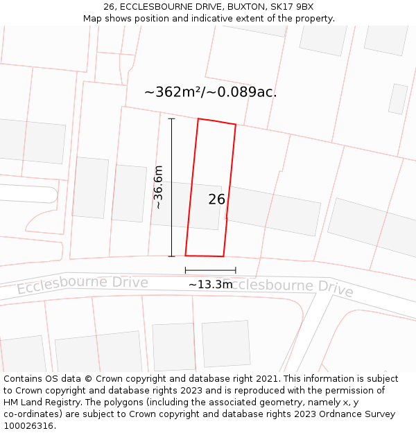 26, ECCLESBOURNE DRIVE, BUXTON, SK17 9BX: Plot and title map