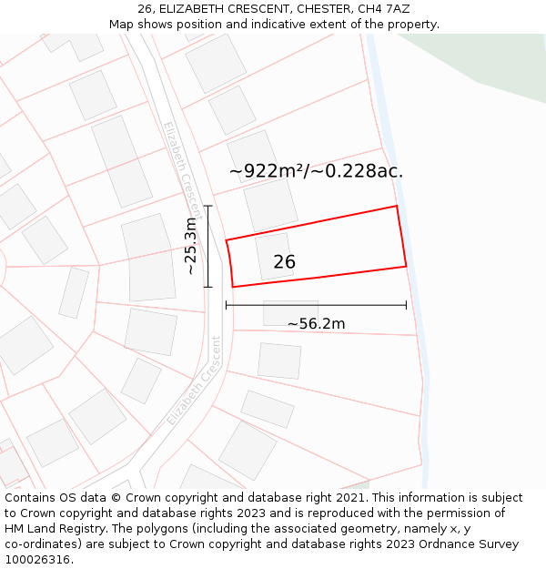 26, ELIZABETH CRESCENT, CHESTER, CH4 7AZ: Plot and title map