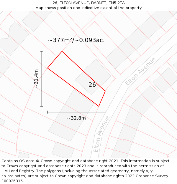 26, ELTON AVENUE, BARNET, EN5 2EA: Plot and title map