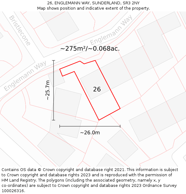 26, ENGLEMANN WAY, SUNDERLAND, SR3 2NY: Plot and title map