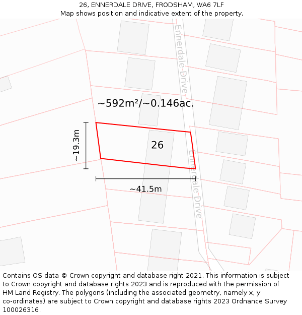 26, ENNERDALE DRIVE, FRODSHAM, WA6 7LF: Plot and title map