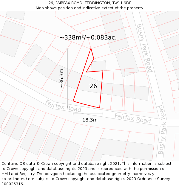 26, FAIRFAX ROAD, TEDDINGTON, TW11 9DF: Plot and title map