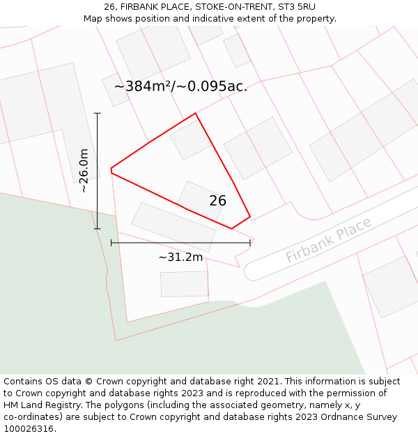 26, FIRBANK PLACE, STOKE-ON-TRENT, ST3 5RU: Plot and title map