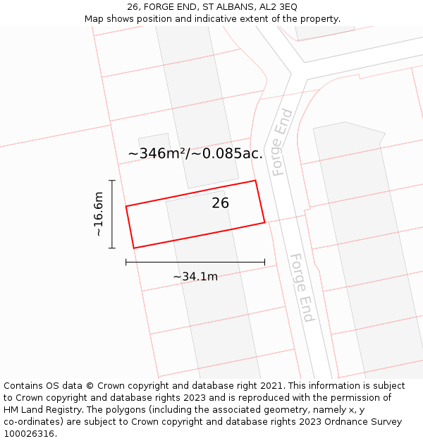 26, FORGE END, ST ALBANS, AL2 3EQ: Plot and title map