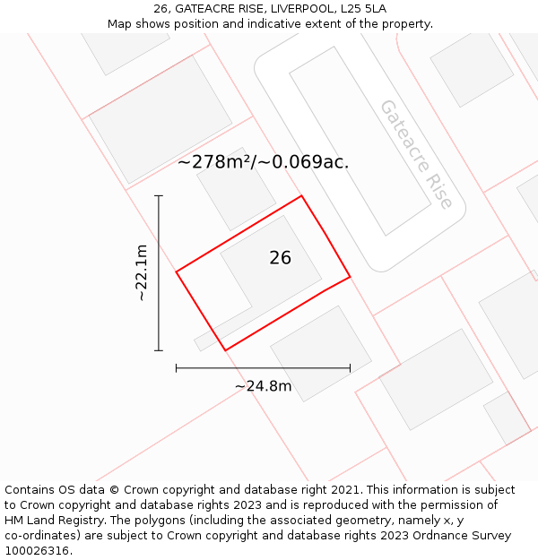 26, GATEACRE RISE, LIVERPOOL, L25 5LA: Plot and title map