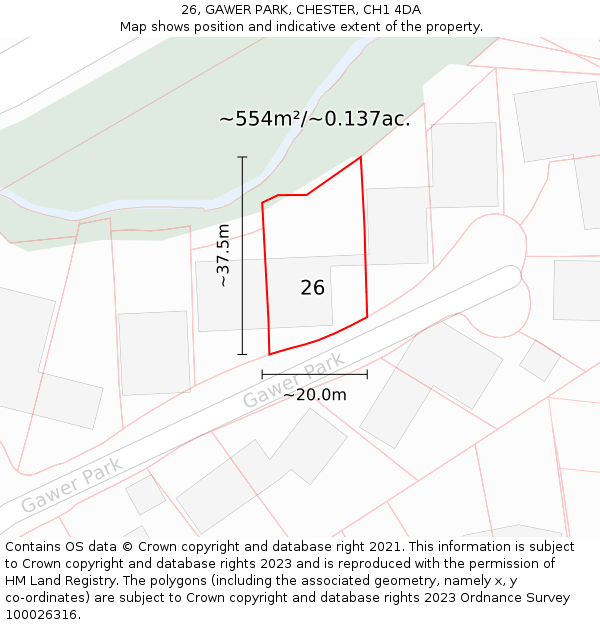 26, GAWER PARK, CHESTER, CH1 4DA: Plot and title map