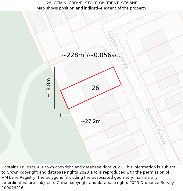 26, GEMINI GROVE, STOKE-ON-TRENT, ST6 6NP: Plot and title map