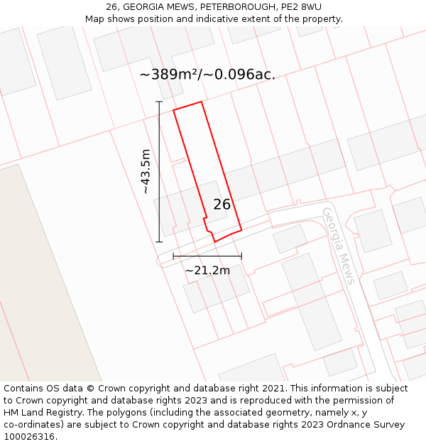 26, GEORGIA MEWS, PETERBOROUGH, PE2 8WU: Plot and title map