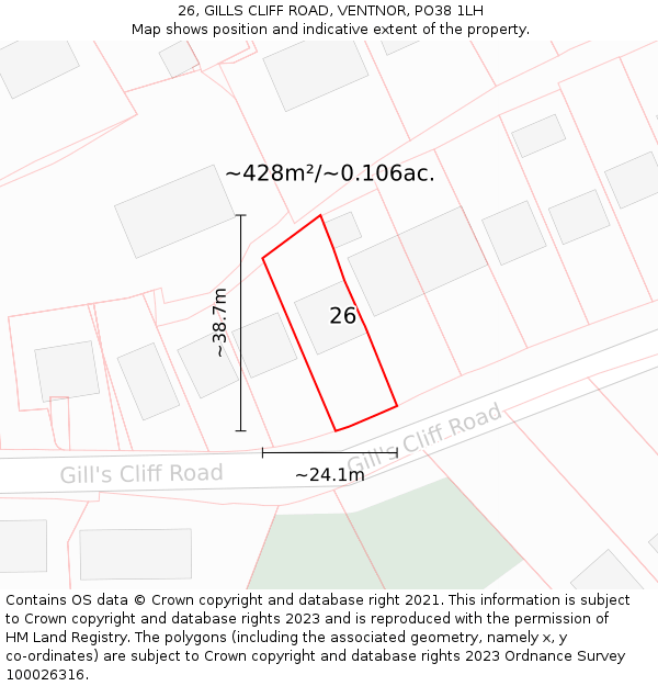 26, GILLS CLIFF ROAD, VENTNOR, PO38 1LH: Plot and title map