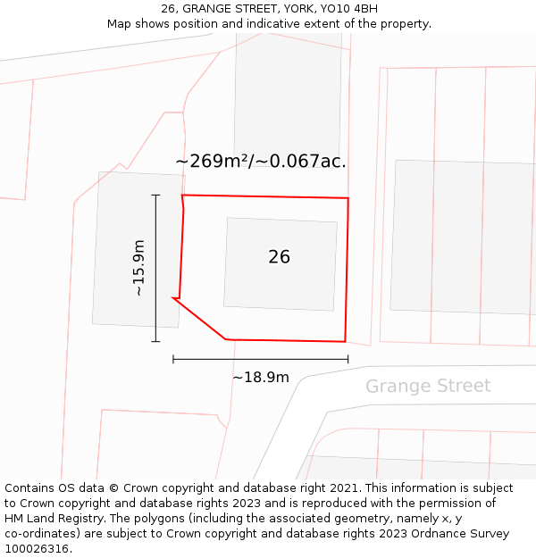 26, GRANGE STREET, YORK, YO10 4BH: Plot and title map