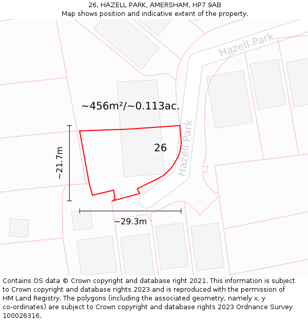 26, HAZELL PARK, AMERSHAM, HP7 9AB: Plot and title map